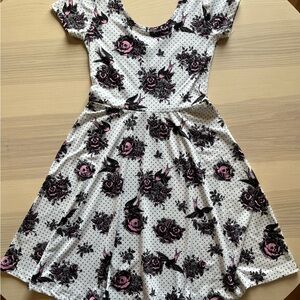 Women’s Rockabilly Tattoo Print Skater Dress - Small